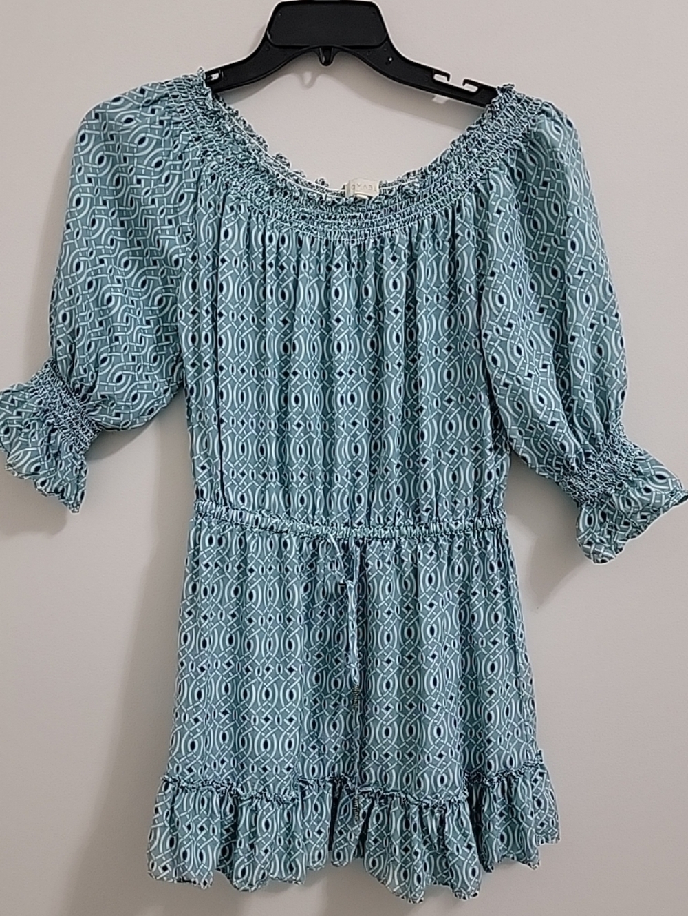 Paloma Blue off-the-shoulder 100% silk  Mini Dress or Tunic Size M